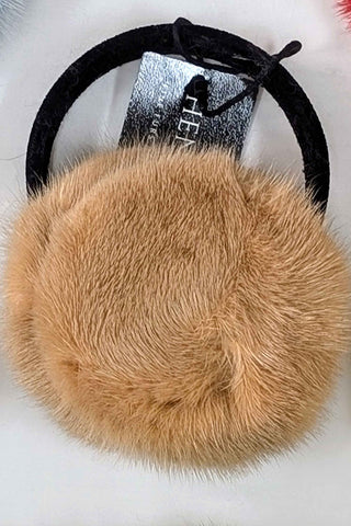 tan mink fur earmuffs