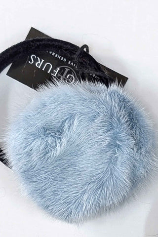 baby blue mink fur earmuffs