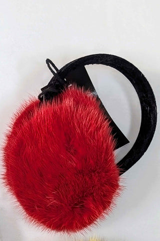 red mink fur earmuffs