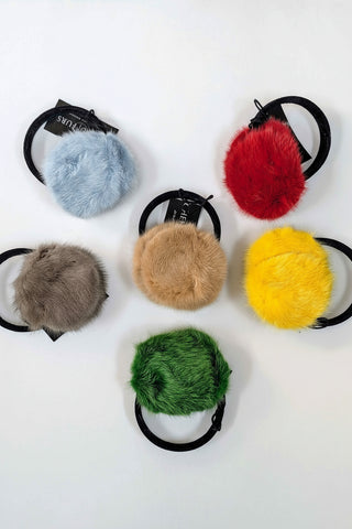 mink fur earmuffs - taupe, baby blue, tan, red, green, yellow