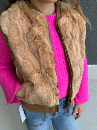 Children's Light Brown Rabbit Fur Vest