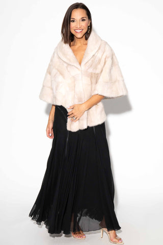 pearl sectioned mink stole with shawl collar