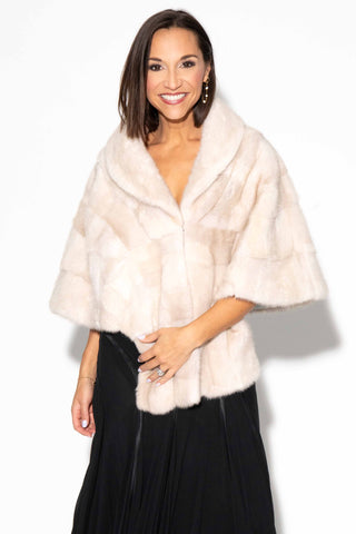 pearl sectioned mink fur stole with shawl collar