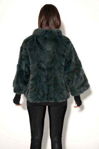 blue green sectioned mink fur jacket