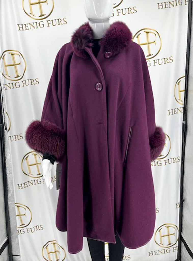 purple cape with fox fur