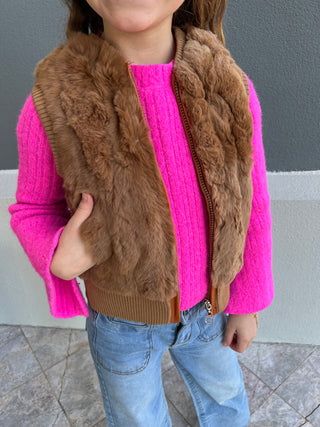 Children's Brown Rabbit Fur Vest