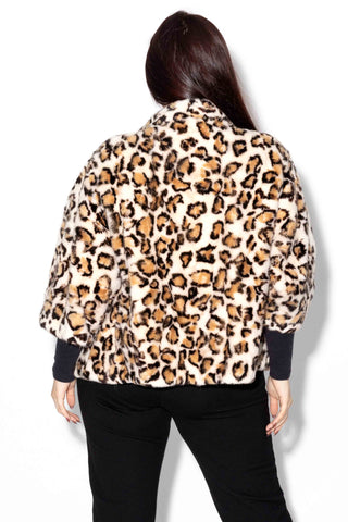 beige animal print pastel sectioned mink fur capelet