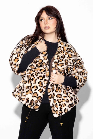 beige animal print pastel sectioned mink fur capelet