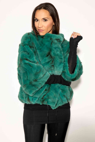 emerald sectioned mink fur capelet