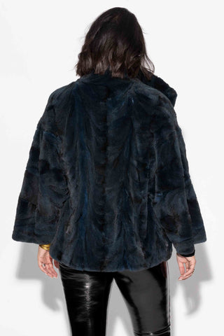 forest green sectioned mink fur capelet