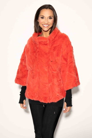 orange sectioned mink fur capelet