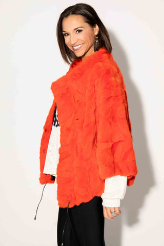 orange sectioned mink fur capelet