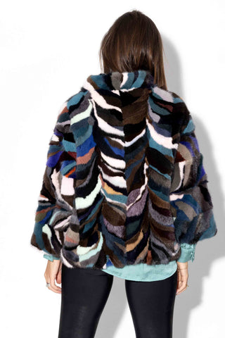 multicolor sectioned mink fur capelet