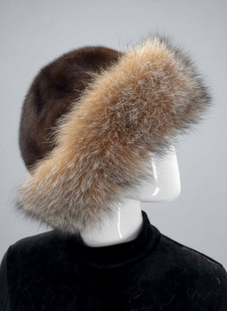 Mink Fur Hat with Fox Fur Trim.
