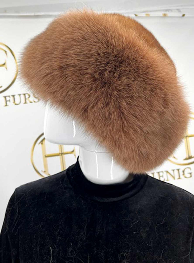 whisky mink fur hat with fox fur trim