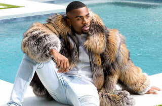 men's fox fur bomber jacket