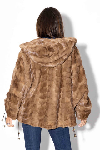 pastel sheared sectioned mink fur cape jacket