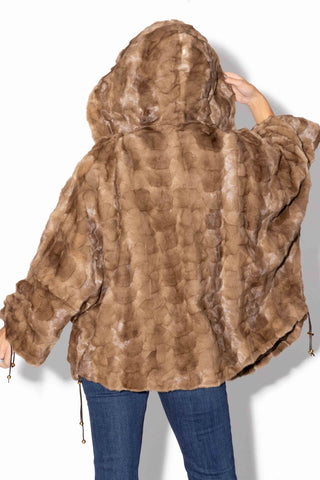 pastel sheared sectioned mink fur cape jacket