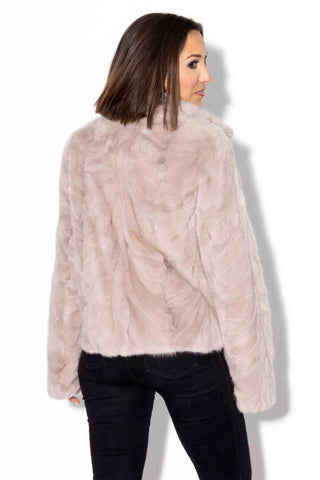 blush sectioned mink fur jacket