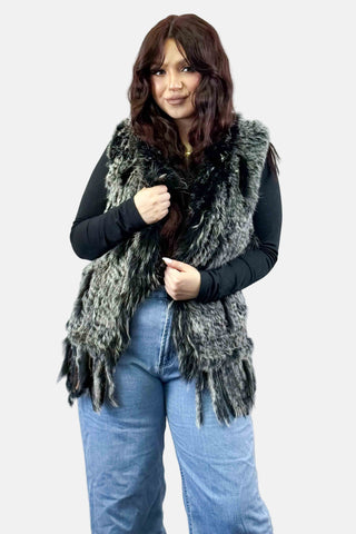 snow top knitted rabbit fur vest