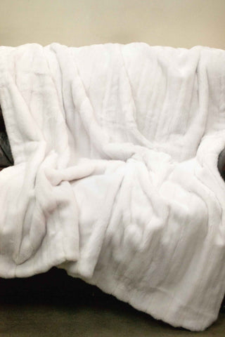 Full Skin white Mink Fur Blanket.