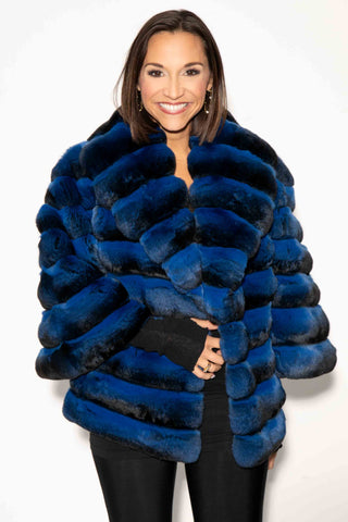 Blue Chinchilla Fur Bolero Jacket