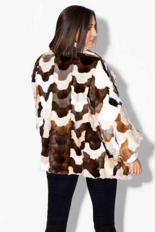 sectioned mink fur cape with wing collar