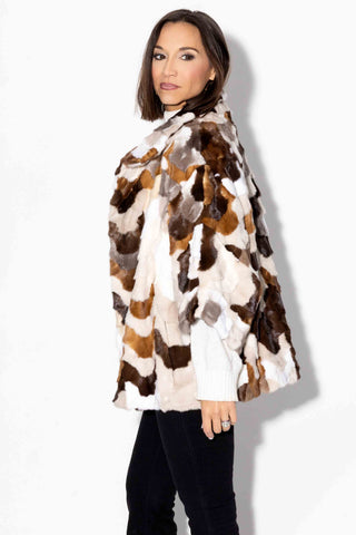 sectioned mink fur cape with wing collar