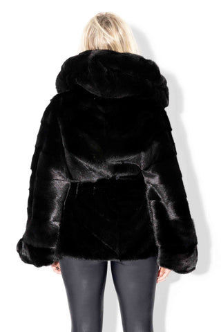 Chevron Ranch Mink Fur Cape with Hood & Belt