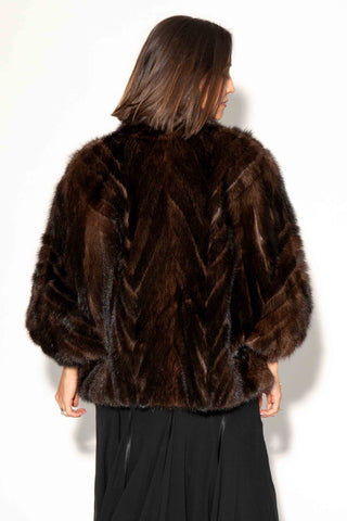 mahogany chevron sectioned mink fur cape