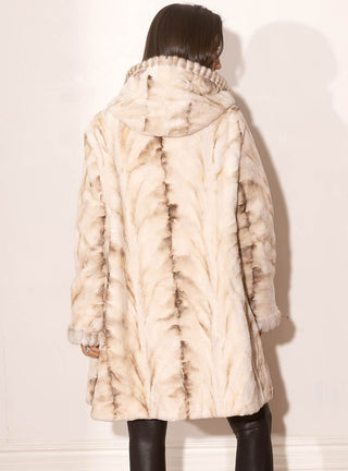 Sheared Reversible Mink Fur Stroller with Hood and All Weather Lining.