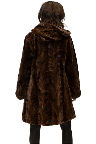 Sheared Reversible Mink Fur Stroller with Hood and All Weather Lining.