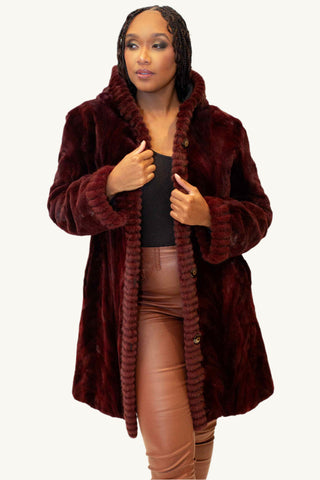 Sheared Reversible Mink Fur Stroller with Hood and All Weather Lining.