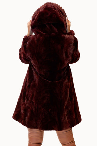 Sheared Reversible Mink Fur Stroller with Hood and All Weather Lining.