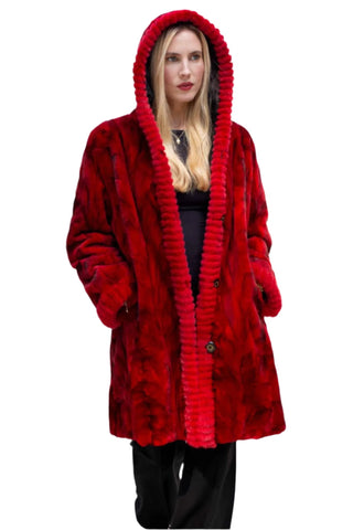 Sheared Reversible Mink Fur Stroller with Hood and All Weather Lining.