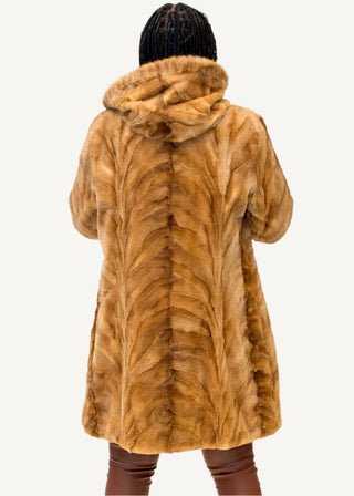 Sheared Reversible Mink Fur Stroller with Hood and All Weather Lining.