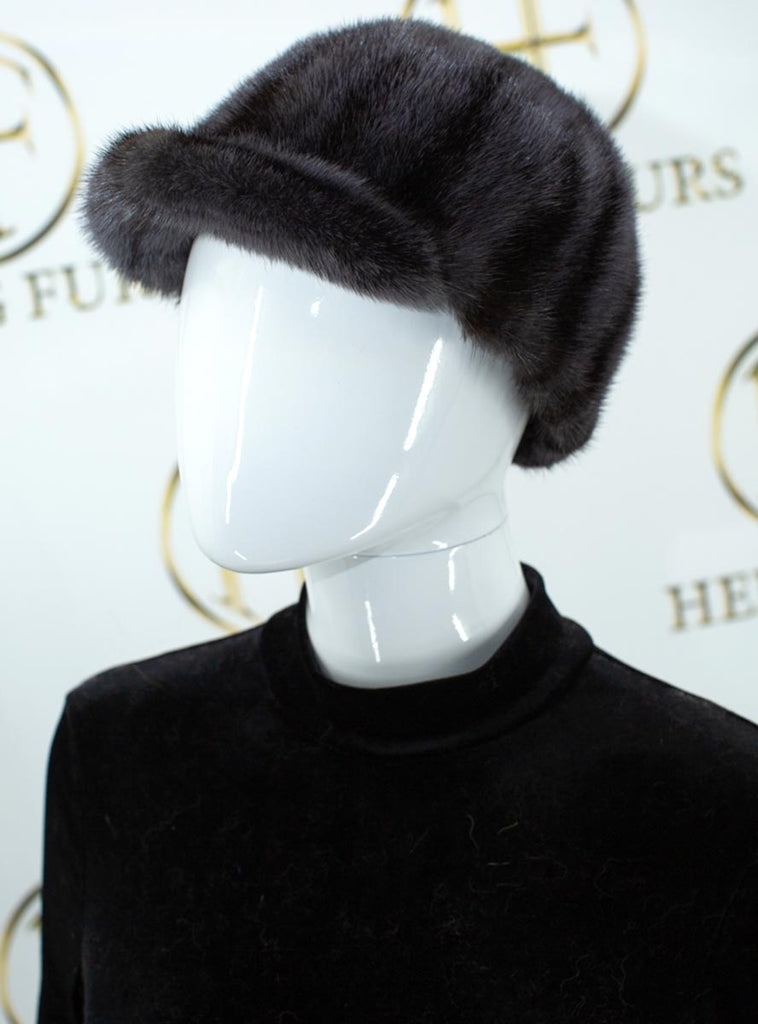 women's gray mink fur baseball cap