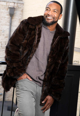 mens mahogany mink fur bomber jacket