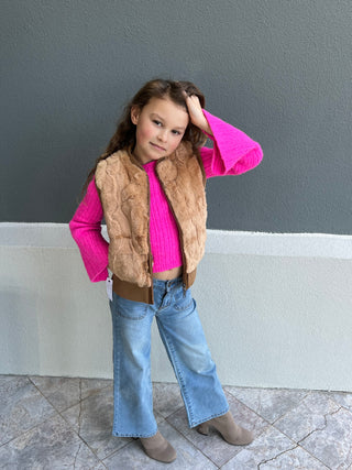 children's light brown rabbit fur vest