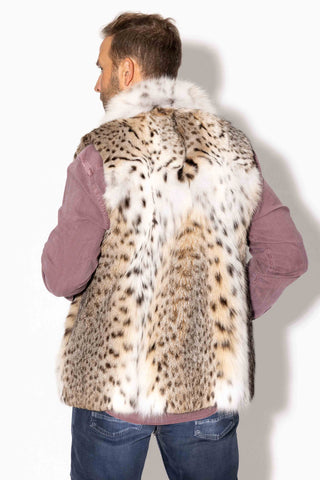 men's natural bobcat fur vest
