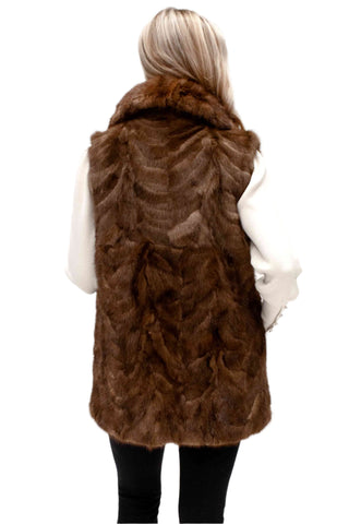 Demi Buff Mink Fur Vest with Shawl Collar.
