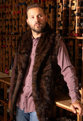 mens brown mink fur vest