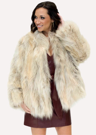 women's sectioned coyote fur jacket