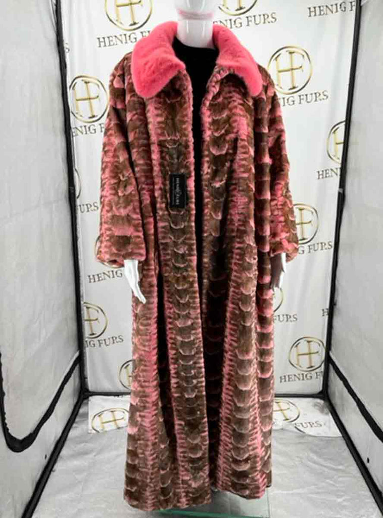 pink full length mink fur coat