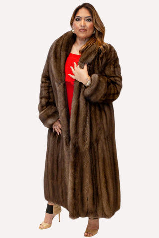 Russian Sable Fur Coat with Shawl Collar.