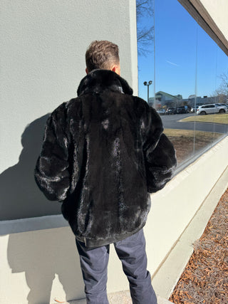 men's reversible mink and leather jacket