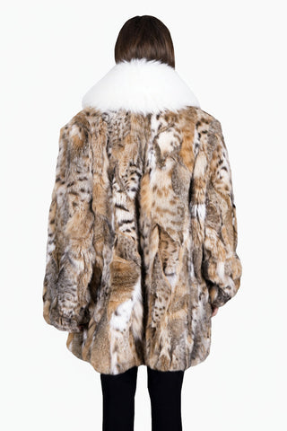 bobcat fur stroller with fox fur collar