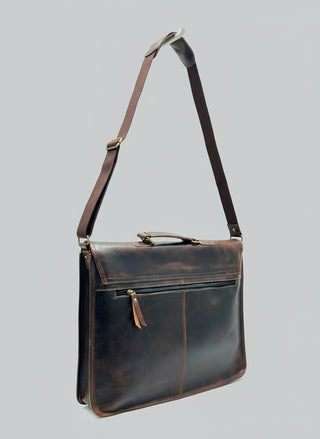 Leather Messenger Bag Briefcase with Leather Handle or Detachable Shoulder Strap.