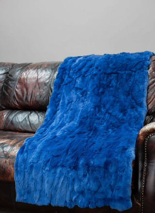blue rabbit fur throw