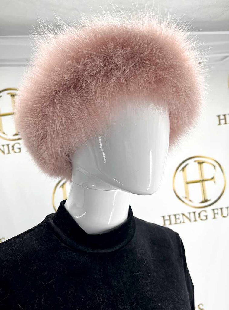 blush pink fox fur headband